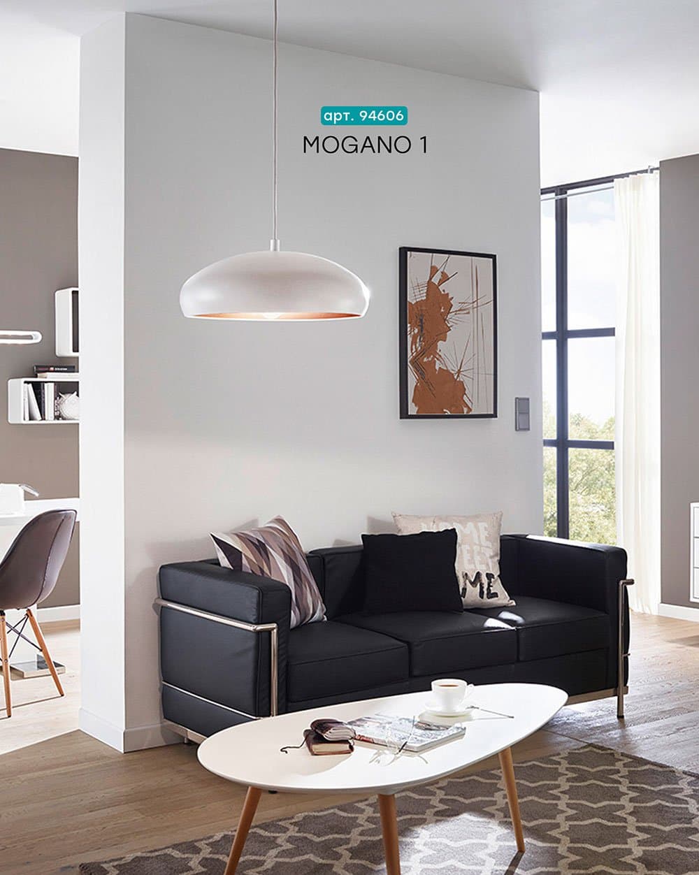 Eglo Подвес MOGANO 1, 1х60W (E27), Ø400, сталь, белый, медный 94606 — миниатюра 2