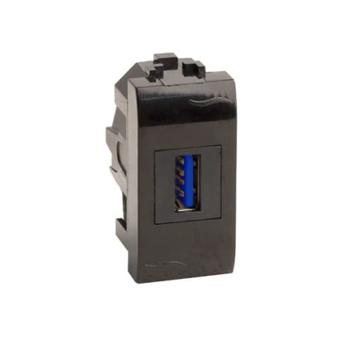 DKC USB 3.0 розетка, Brava, черная, 1 мод.