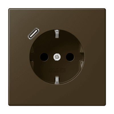 JUNG Розетка SCHUKO® с USB-зарядным устройством, тип С термопласт латунь Antik ME1520-18CAT-L