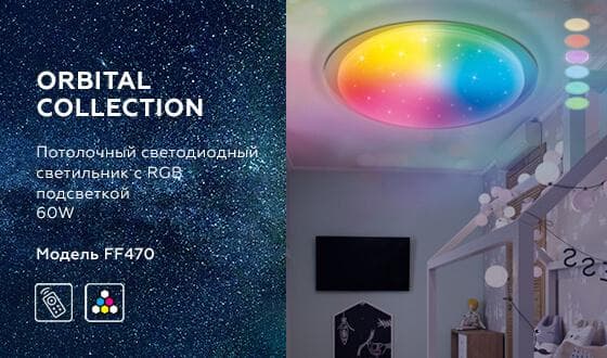 Ambrella Светодиодный светильник c подсветкой RGB FF470 WH белый 60W D450*70 (ПДУ ИК) — миниатюра 3