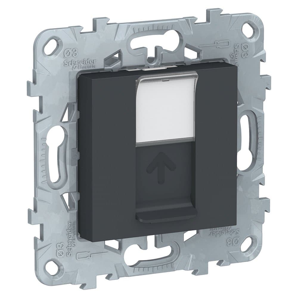 SE Unica New Антрацит Панель лицевая RJ45 Keystone/Systimax NU546154 — миниатюра 1