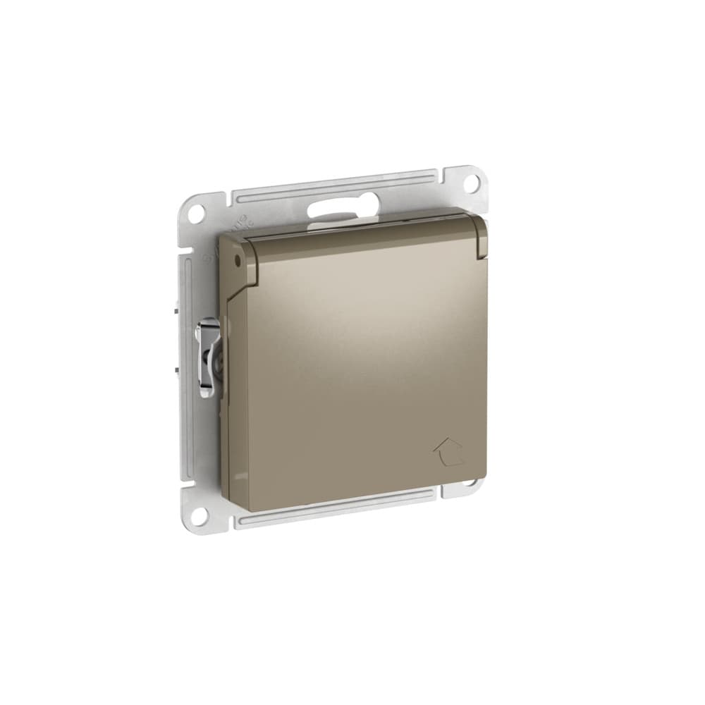 Systeme Electric AtlasDesign Шампань Розетка с заземл. со шторк. с крышкой, 16А,IP20,мех., быстрозажим. клем. — миниатюра 4