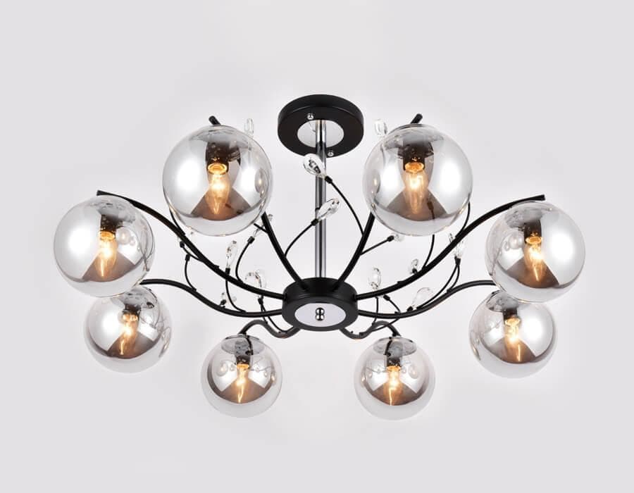 Ambrella Подвесная люстра TR9077/8 BK/SM черный/дымчатый E14 max 40W D850*420 — миниатюра 3