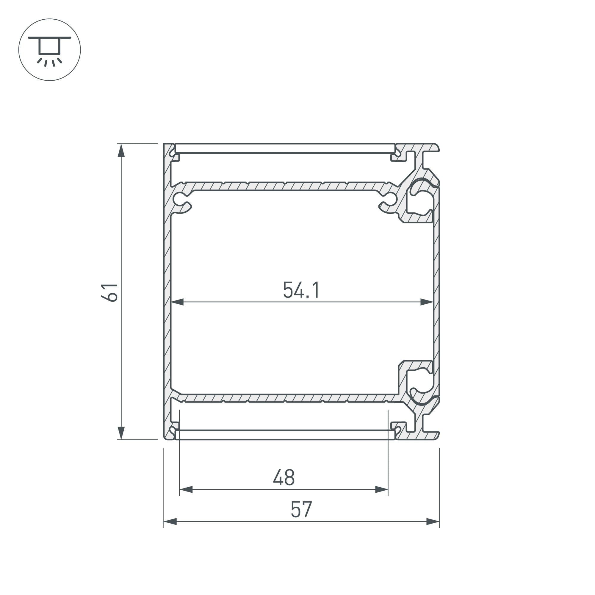 Arlight Профиль BOX57-DUAL-2000 ANOD (Алюминий) 017359 — миниатюра 2
