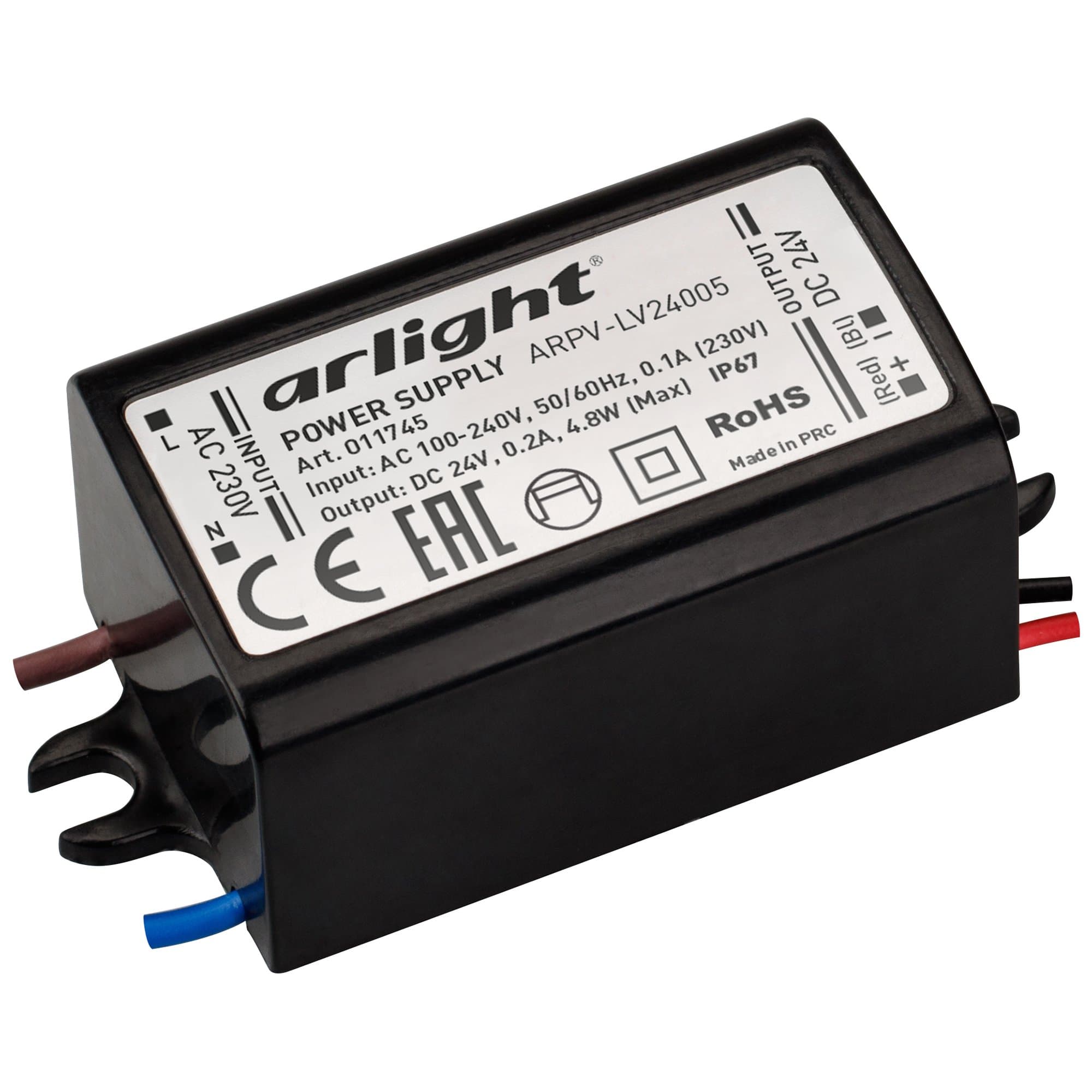 Arlight Блок питания ARPV-LV24005 (24V, 0.2A, 5W) (IP67 Пластик, 2 года) 011745