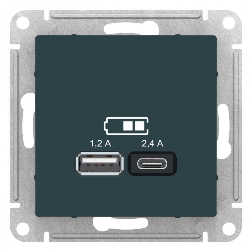 Systeme Electric AtlasDesign Изумруд USB A+С, 5В/2,4 А, 2х5В/1,2 А, механизм