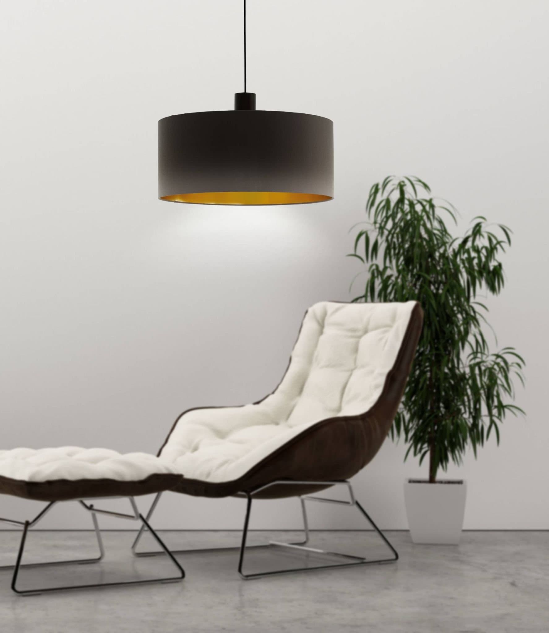 Eglo 97683 Подвес CONCESSA 1, 1х60W (E27), 530, H1500, cталь, темно-коричневый / текстиль, капучино, золотой — миниатюра 2
