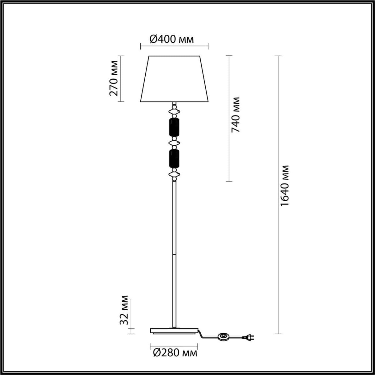 Odeon Light 4861/1FA CLASSIC ODL_EX22 41 золотой/раноцветн.керамика/абажур Торшер E27 1*60W 4861/1FA CANDY — миниатюра 3