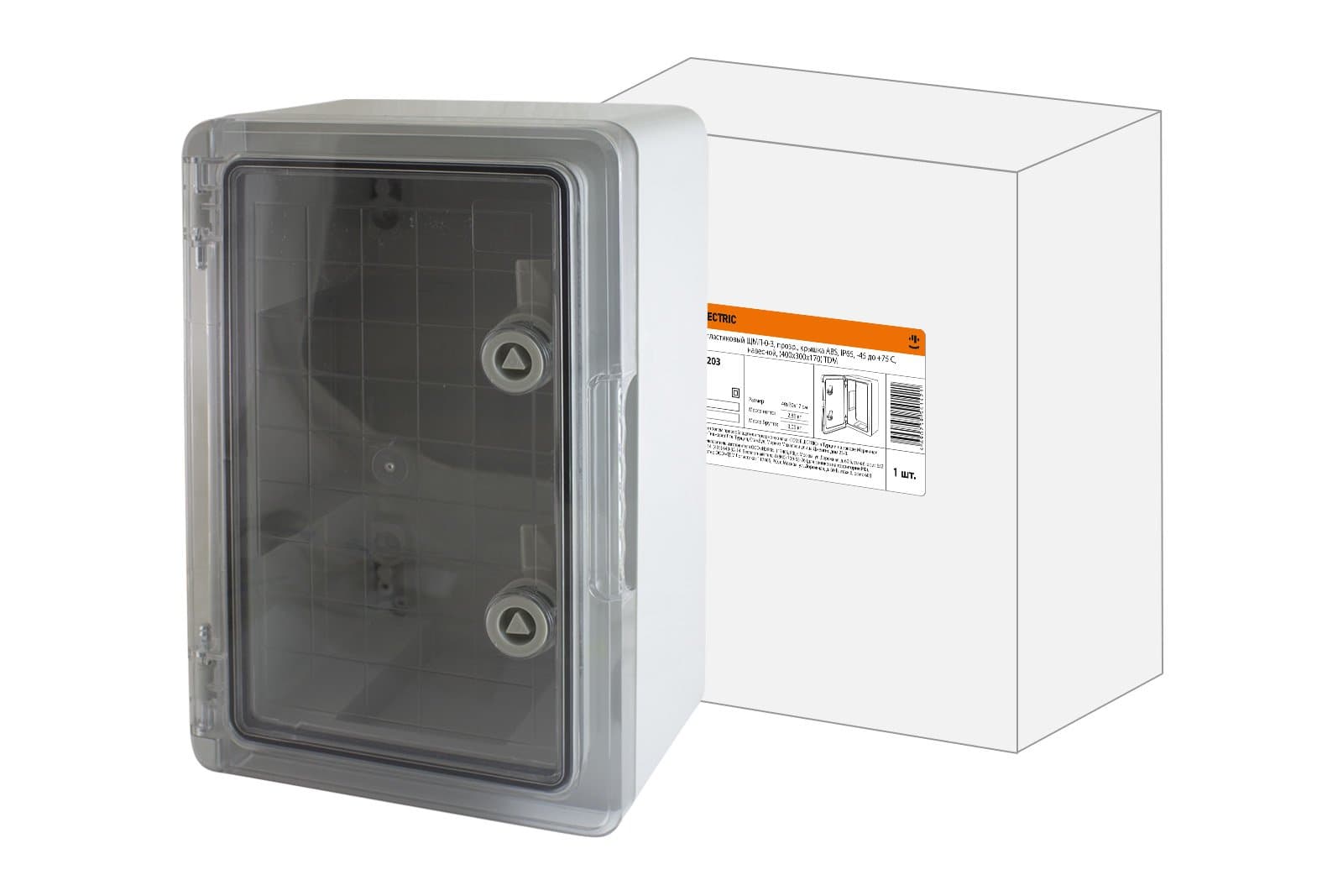TDM Бокс пластиковый ЩМП-0-3, прозр., крышка ABS, IP65, -45 до +75 С, навесной, (400x300x170) SQ0933-0203