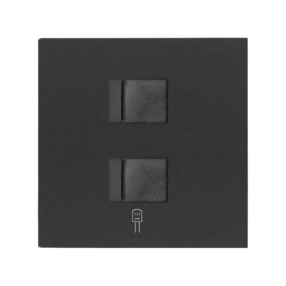 Simon 100 Черный матовый Накладка розетки 2xRJ45 10000006-238