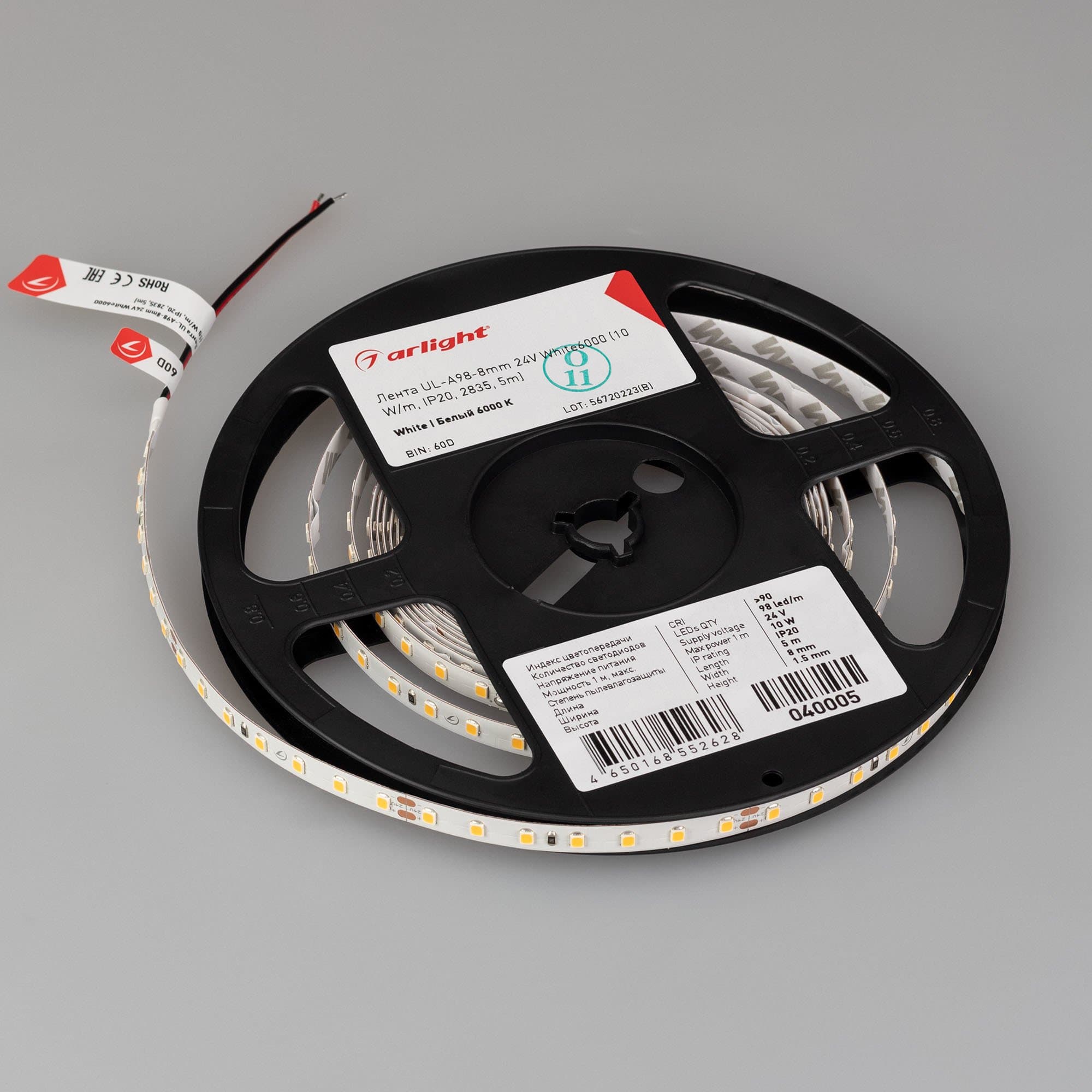 Лента UL-A98-8mm 24V White6000 (10 W/m, IP20, 2835, 5m) (Arlight, 7 лет) 040005 — миниатюра 5
