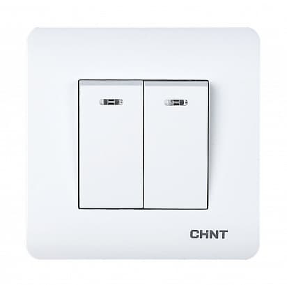CHINT 2-клавишный проходной выключатель с LED-подсветкой 10А 250В