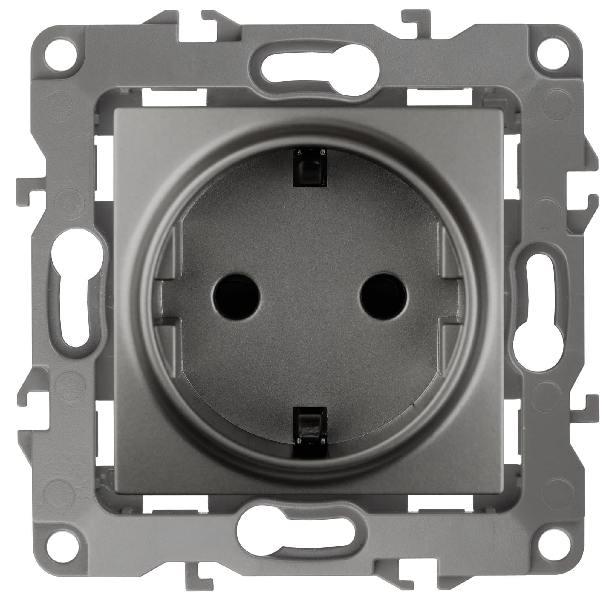 ЭРА 12-2101-12 Розетка 2P+E Schuko, 16A-250В, IP20, 12, Графит