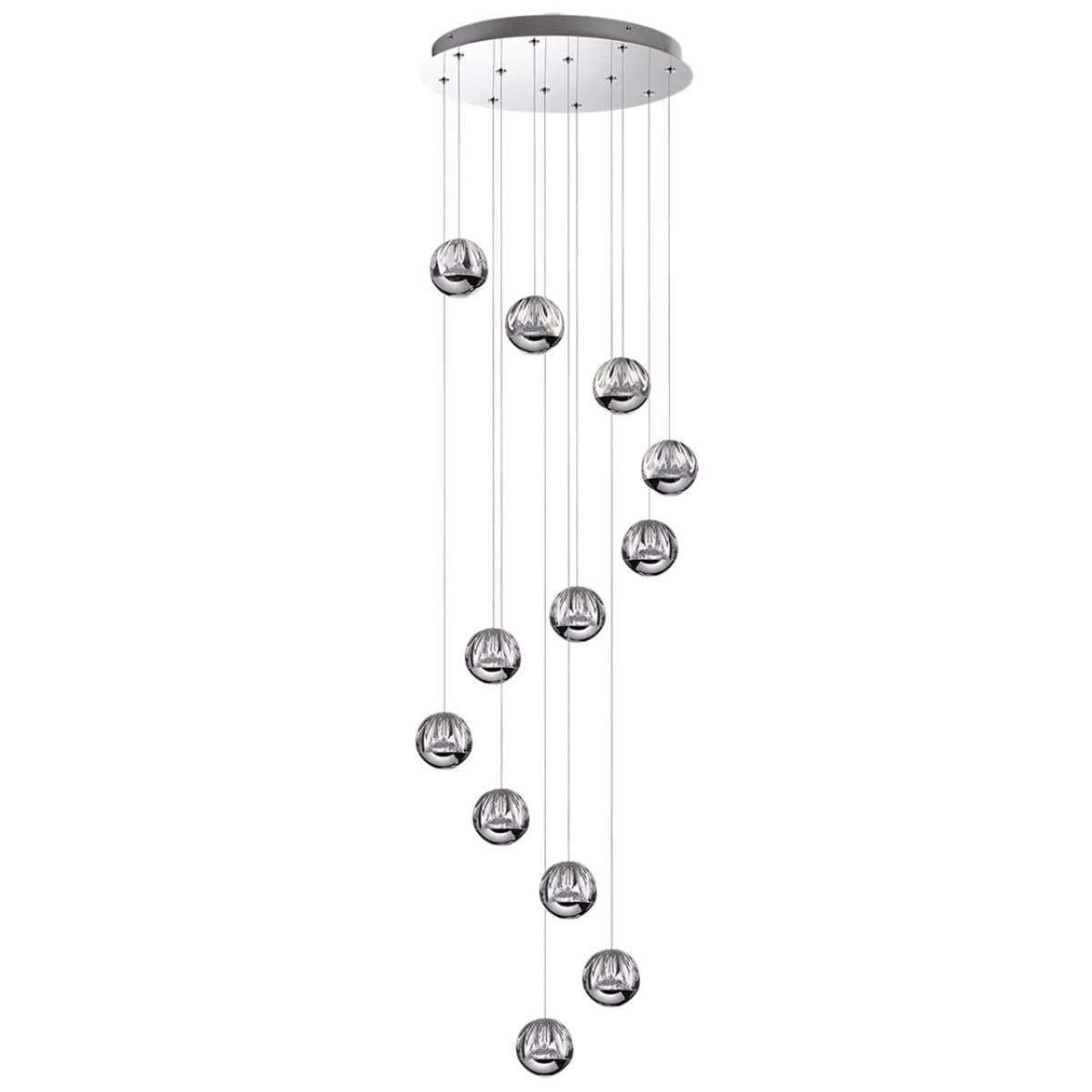 Odeon Light 5100/60L L-VISION ODL25 хром/прозрачный/акрил Люстра каскадная LED 60W (12*5W) 4000K 3000Лм SONO