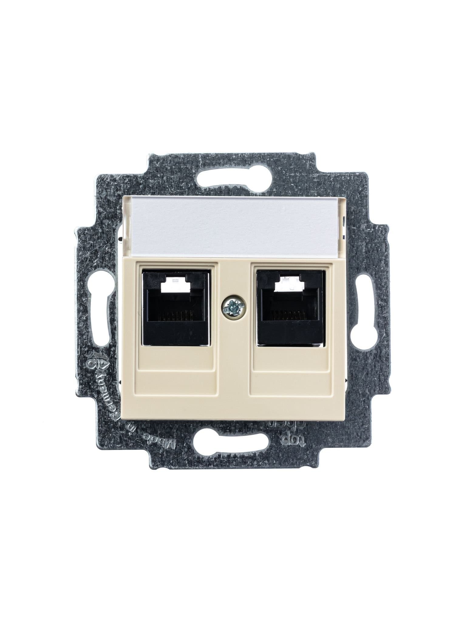 ABB EPJ Levit слоновая кость / белый Розетка компьютерная, 2хRJ45 кат,5e, слоновая кость 2CHH295118A6017 — миниатюра 4
