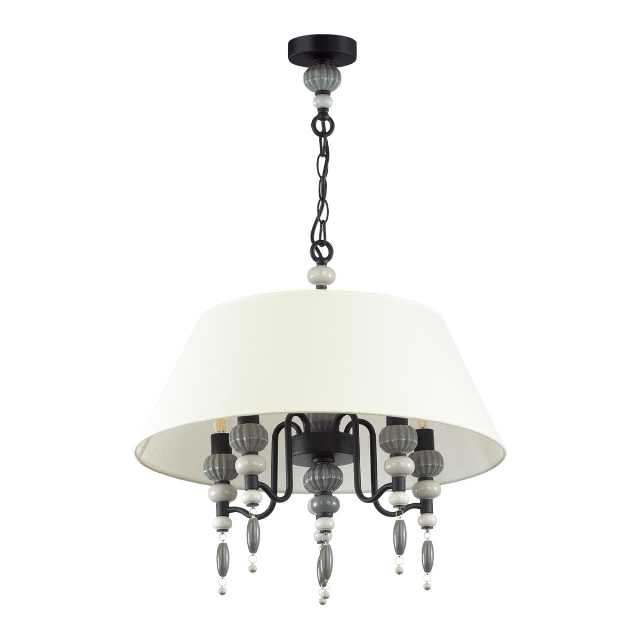 Odeon Light 4896/5A MODERN ODL_EX23 27 черный матов./серый/молочный металл/керамика/ткань Люстра E14 5*40W SOCHI — миниатюра 1