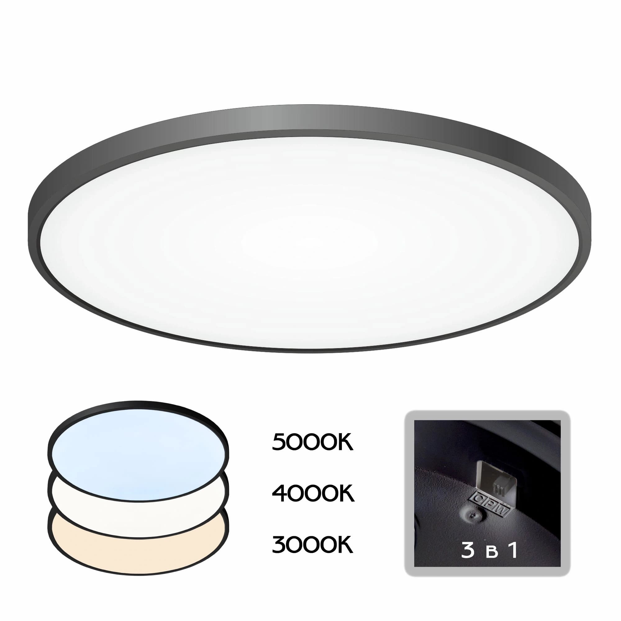 Citilux CL738501V Светильник Бейсик, черный наклодной LED 50W*Мульти