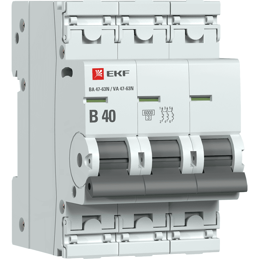 EKF Автоматический выключатель 3P 40А (B) 6кА ВА 47-63N PROxima M636340B
