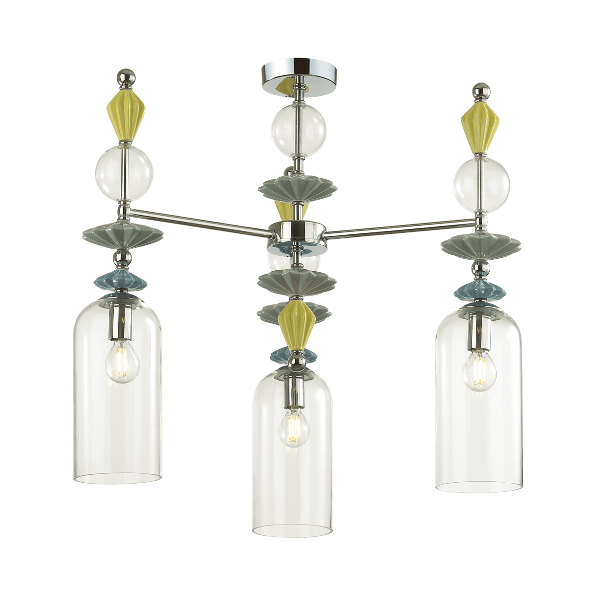 Odeon Light 4893/3C CLASSIC ODL_EX22 33 хром/раноцветн./керамика/стекло Люстра потолочная E14 3*40W 4893/3C BIZET — миниатюра 2