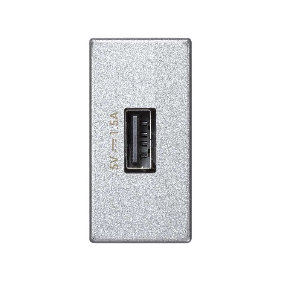 Simon Алюминий Зарядное устройство USB, К45, узкий модуль, 5 В, 1,5 А (использовать K126D-8) K126C-8