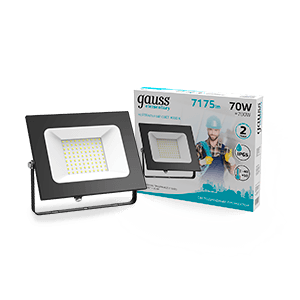 Gauss Прожектор Elementary 70W 7175lm 4000К 175-265V IP65 черный LED 613100270 — миниатюра 1
