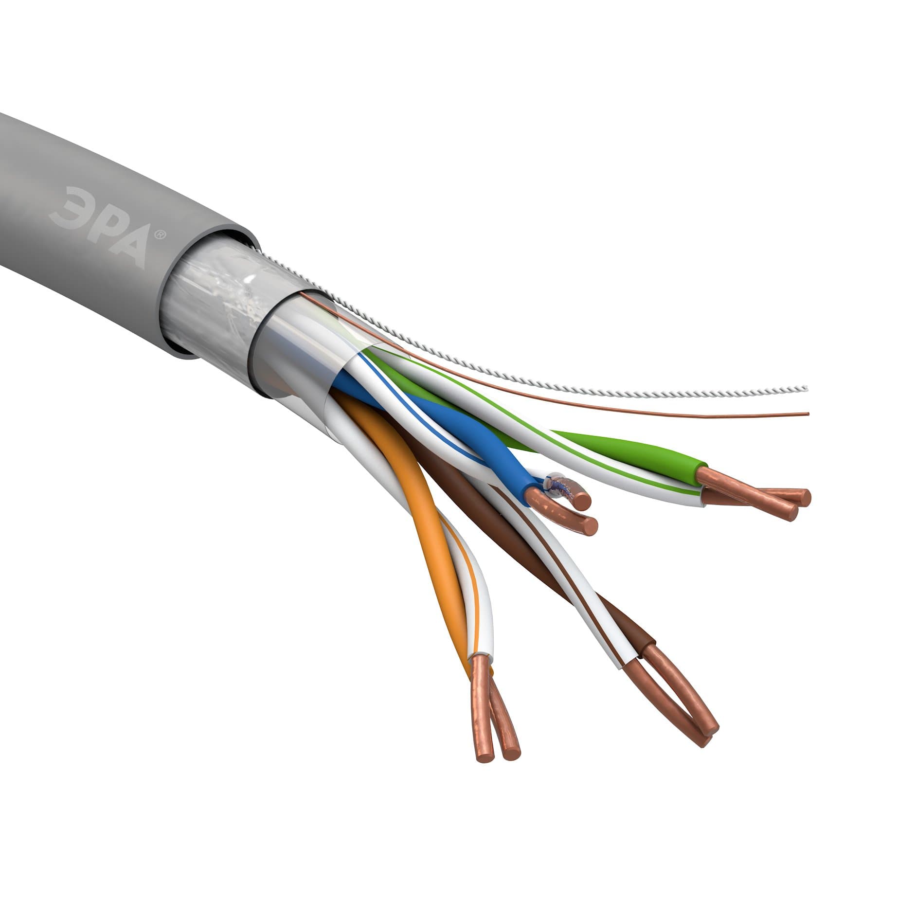 ЭРА F-4-PVC Кабель витая пара F/UTP 4x2x24 AWG Cat5e CU PVC 305 м
