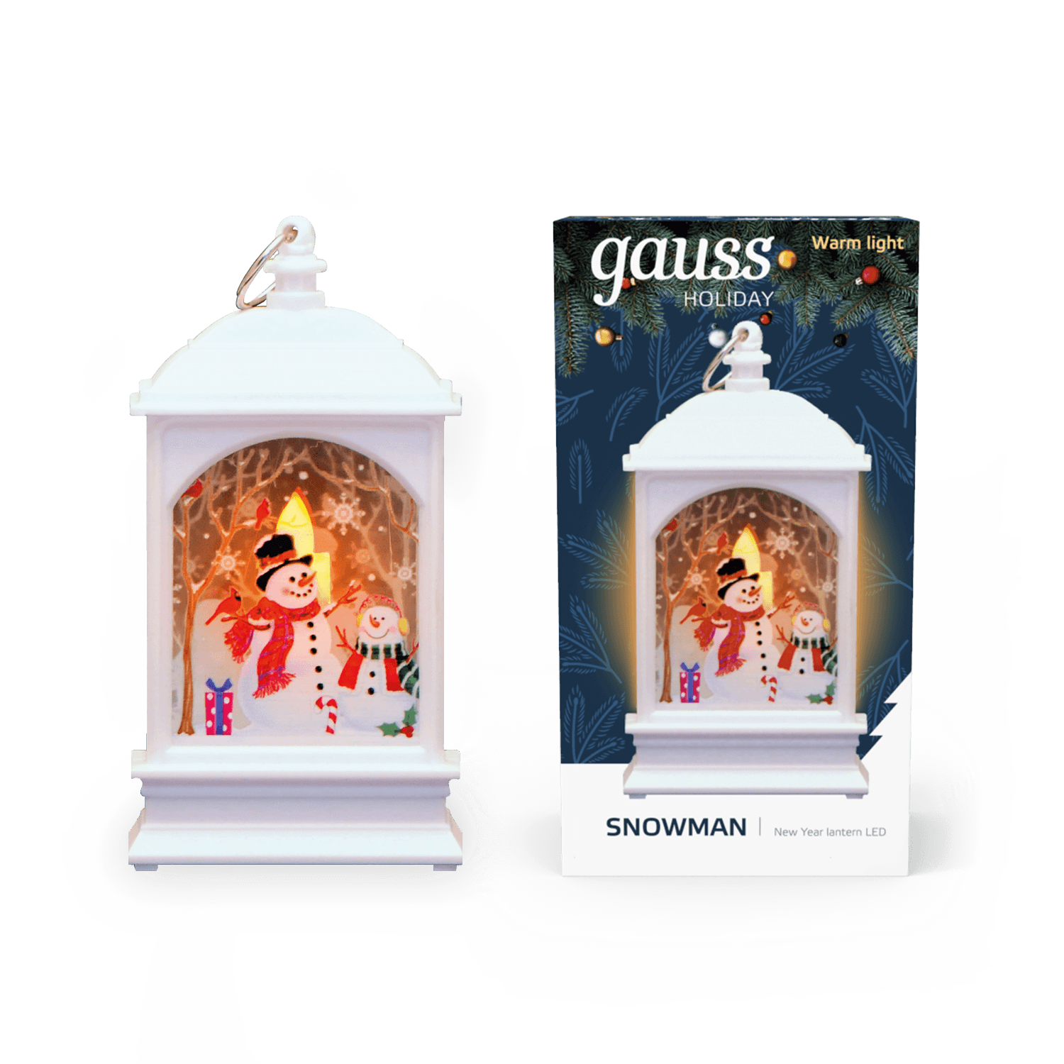 Gauss Фонарь новогодний светодиодный "Снеговик" серия Holiday, ,1W, тёплый свет, белый, батарейки в комплекте, HL030 — миниатюра 2