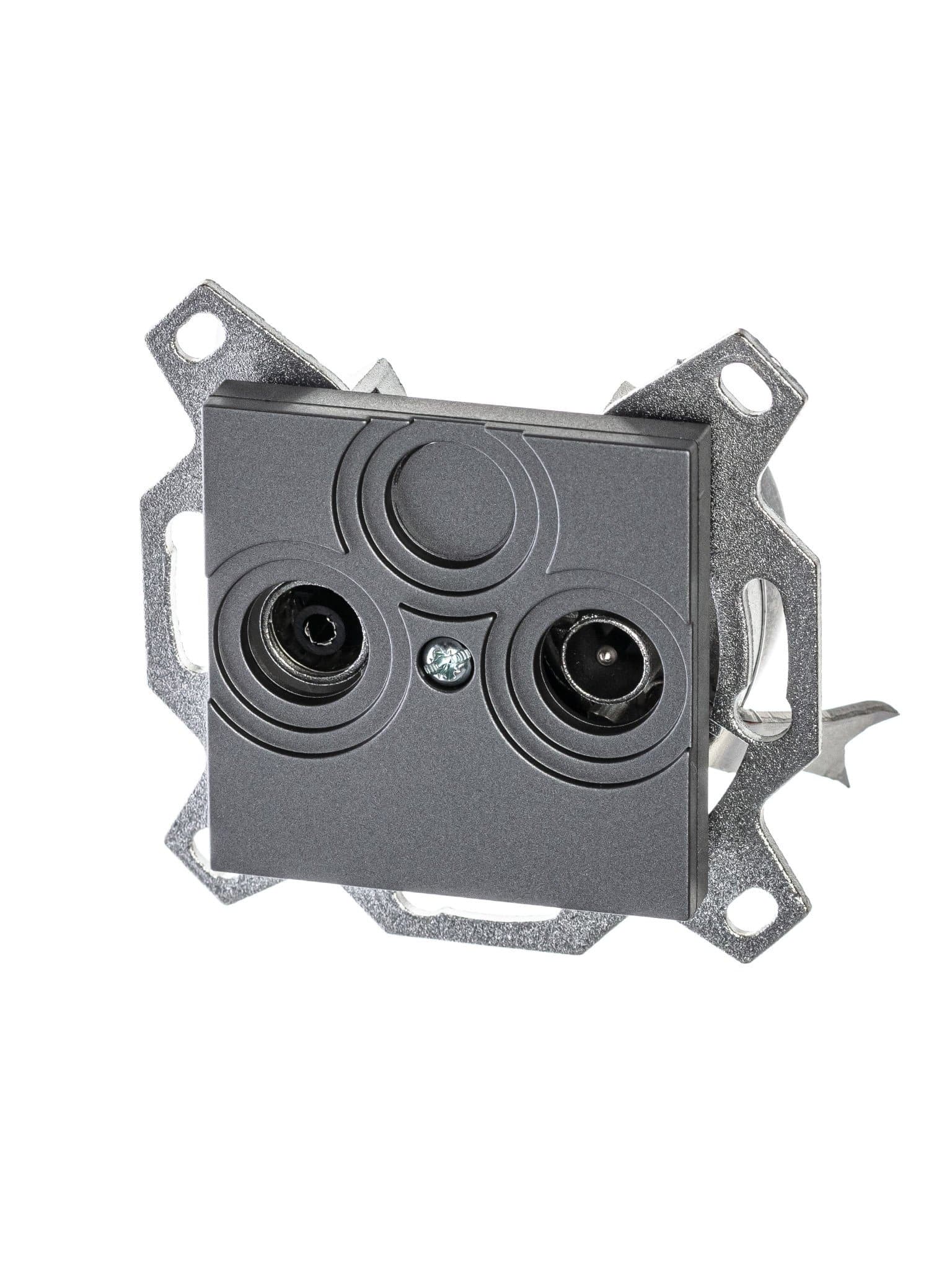 ABB EPJ Levit сталь / дымчатый чёрный Розетка TV-R, проходная, 7дБ, сталь 2CHH083607A6069