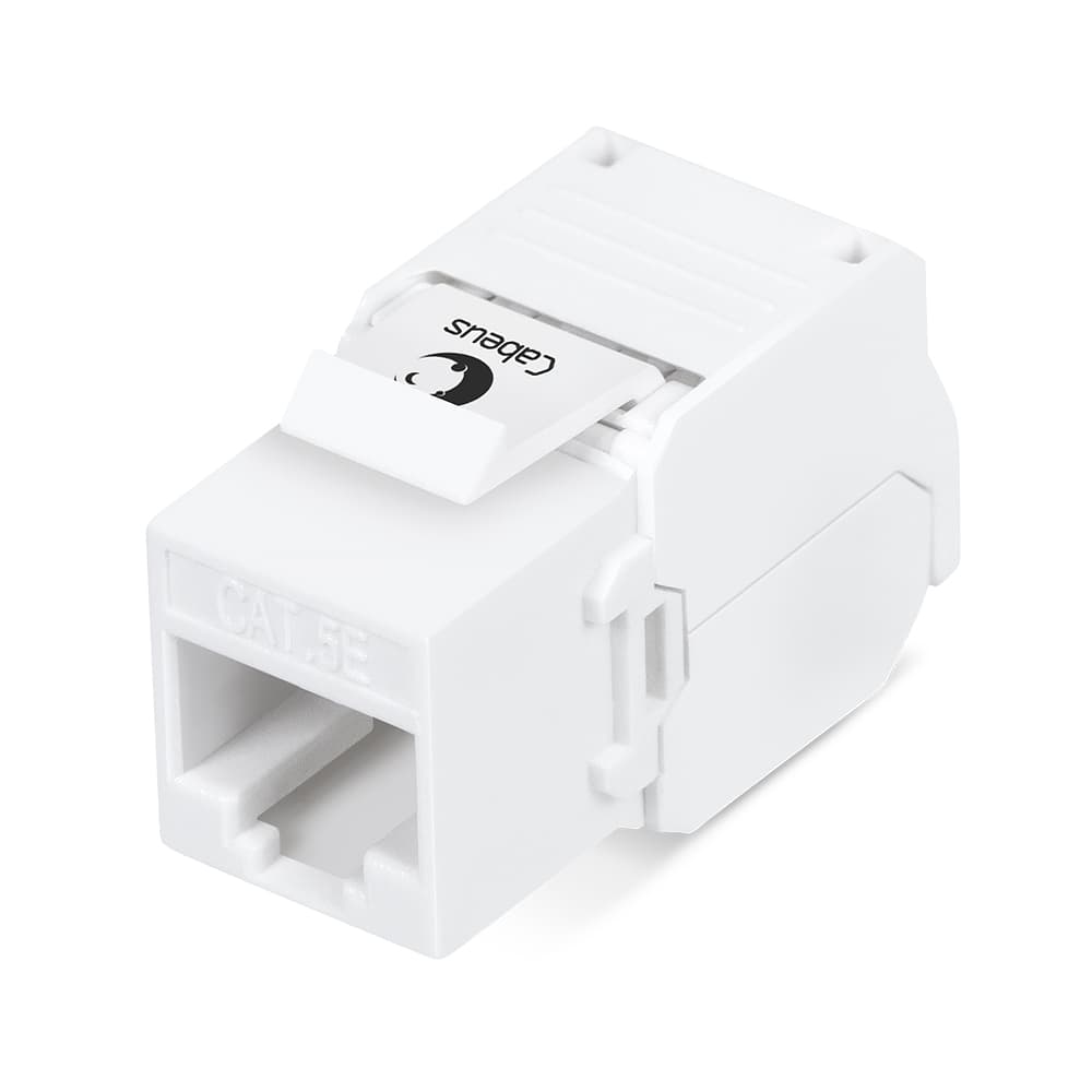 Вставка Keystone Jack RJ-45(8P8C), 180 градусов, категория 5e, без инструмента Toolless, белая KJ-RJ45-Cat.5e-180-Toolless Cabeus