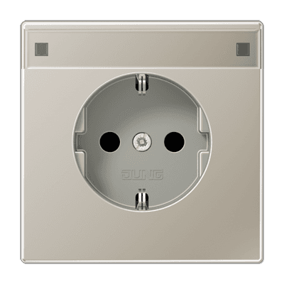 JUNG Штепсельная розетка SCHUKO 16A 250V~ с защитой от детей и полем для надписи благородная сталь ES1520KINA