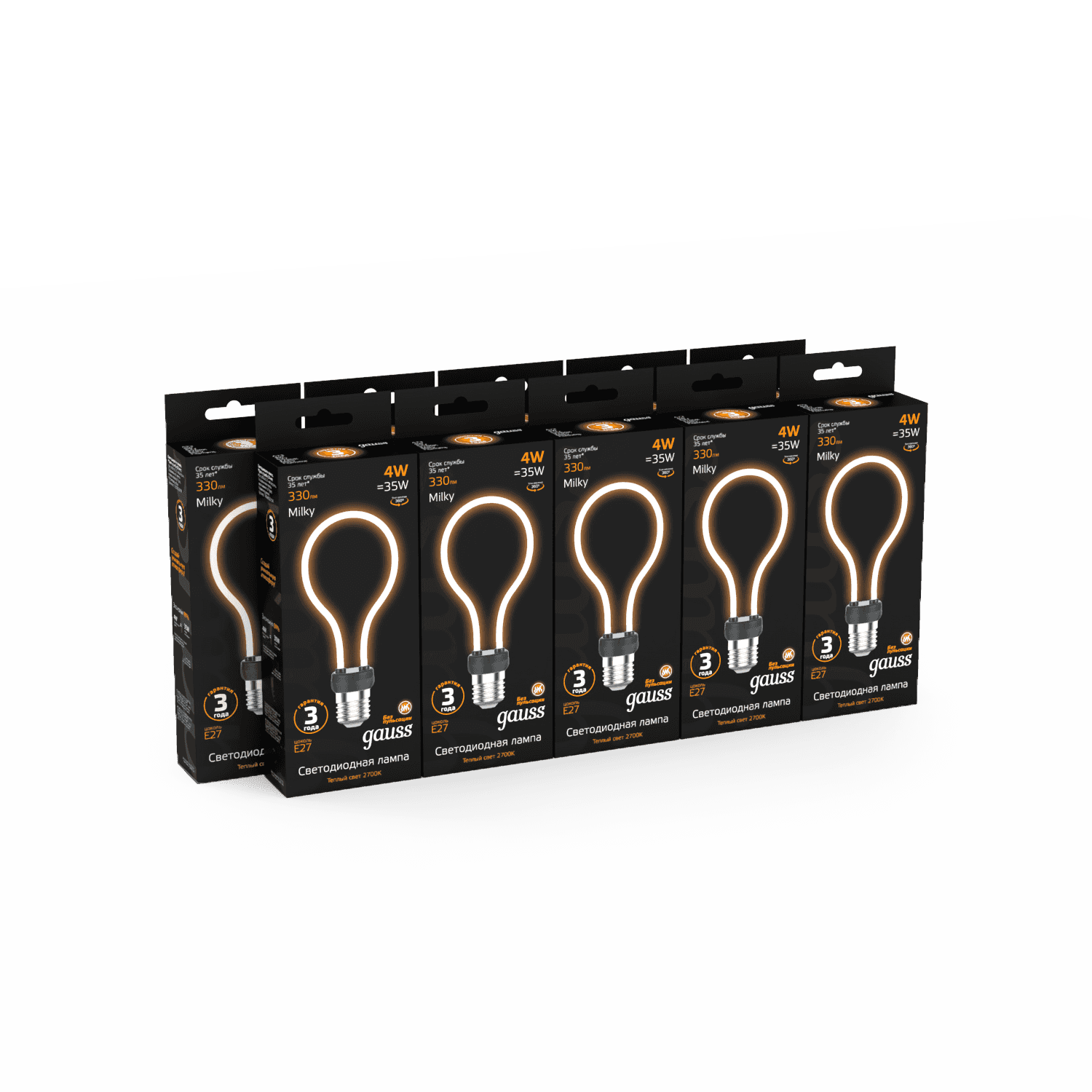 Gauss Лампа Filament Artline А72 4W 330lm 2700К Е27 milky LED 1004802104 — миниатюра 3