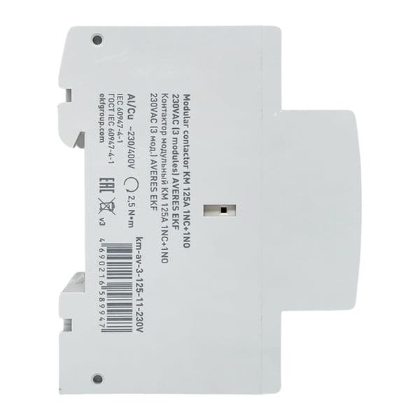 EKF Контактор модульный КМ 125А 1NO+1NC 230В АС (3 мод.) AVERES — миниатюра 4
