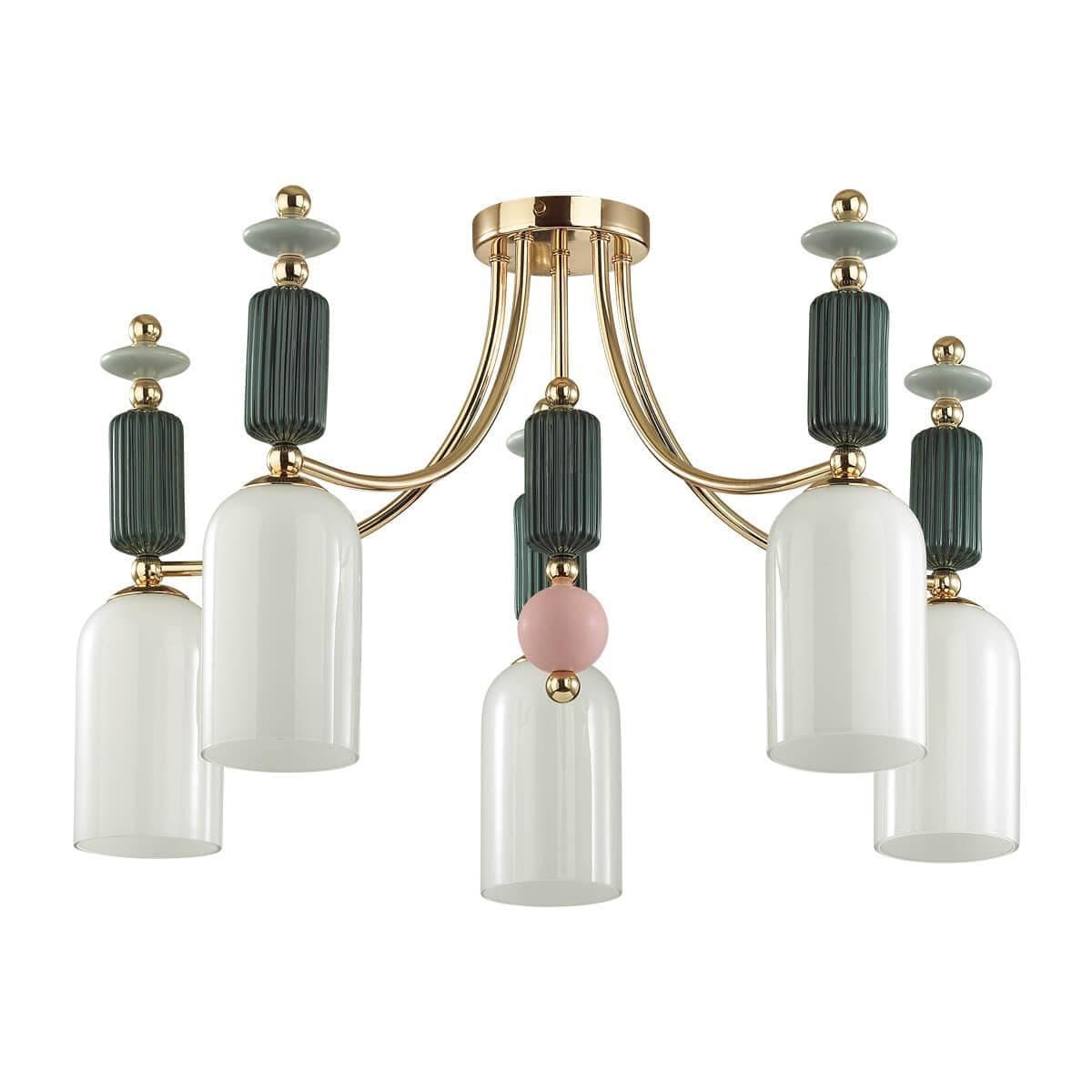 Odeon Light 4861/5C CLASSIC ODL_EX21 золото/раноцветный/керамика/стекло Люстра потолочная E14 5*40W CANDY — миниатюра 1