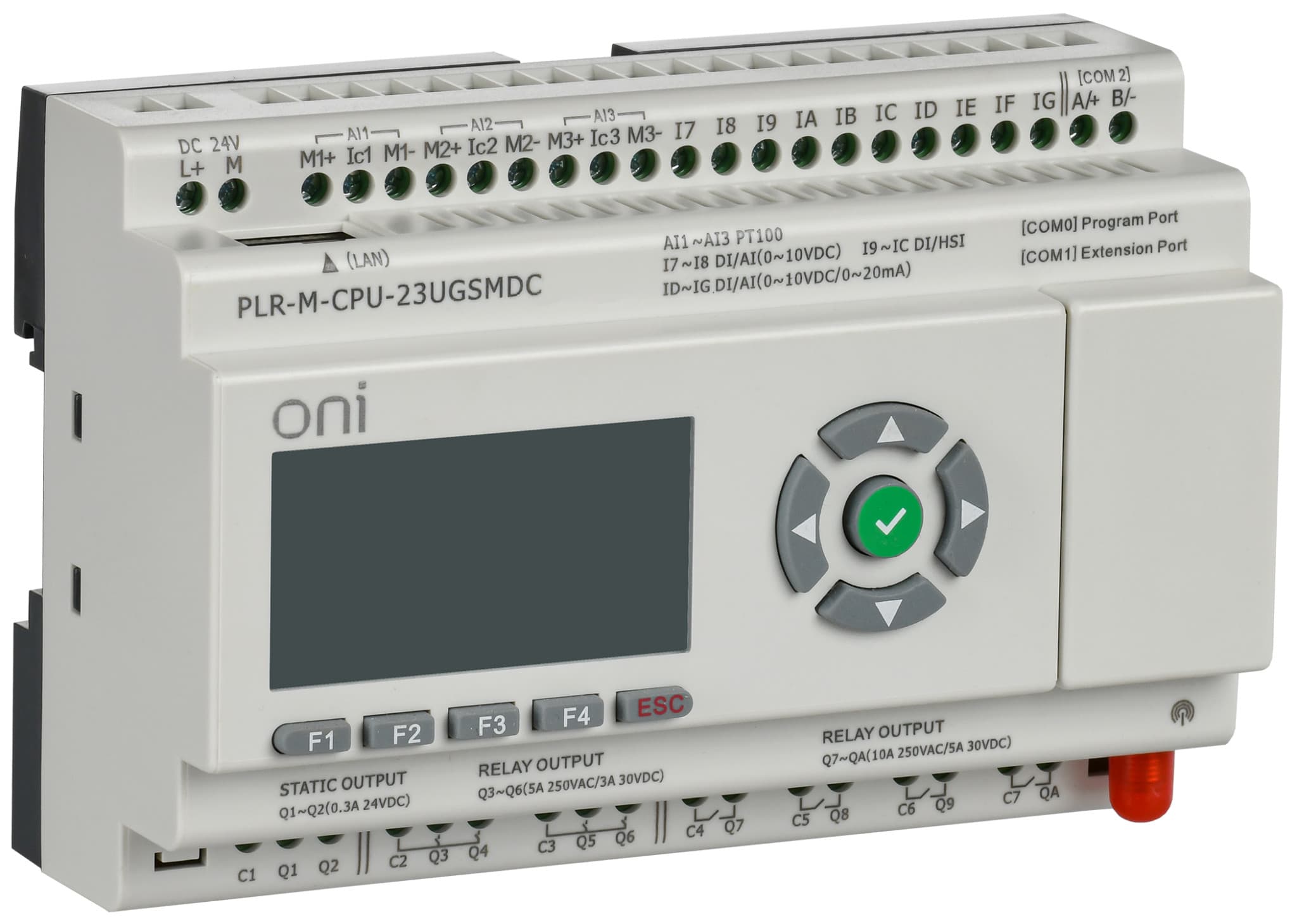 IEK ONI Микро ПЛК PLR-M. CPU с GSM DI10/PT3/DO08(R)/02(T) 24В DC