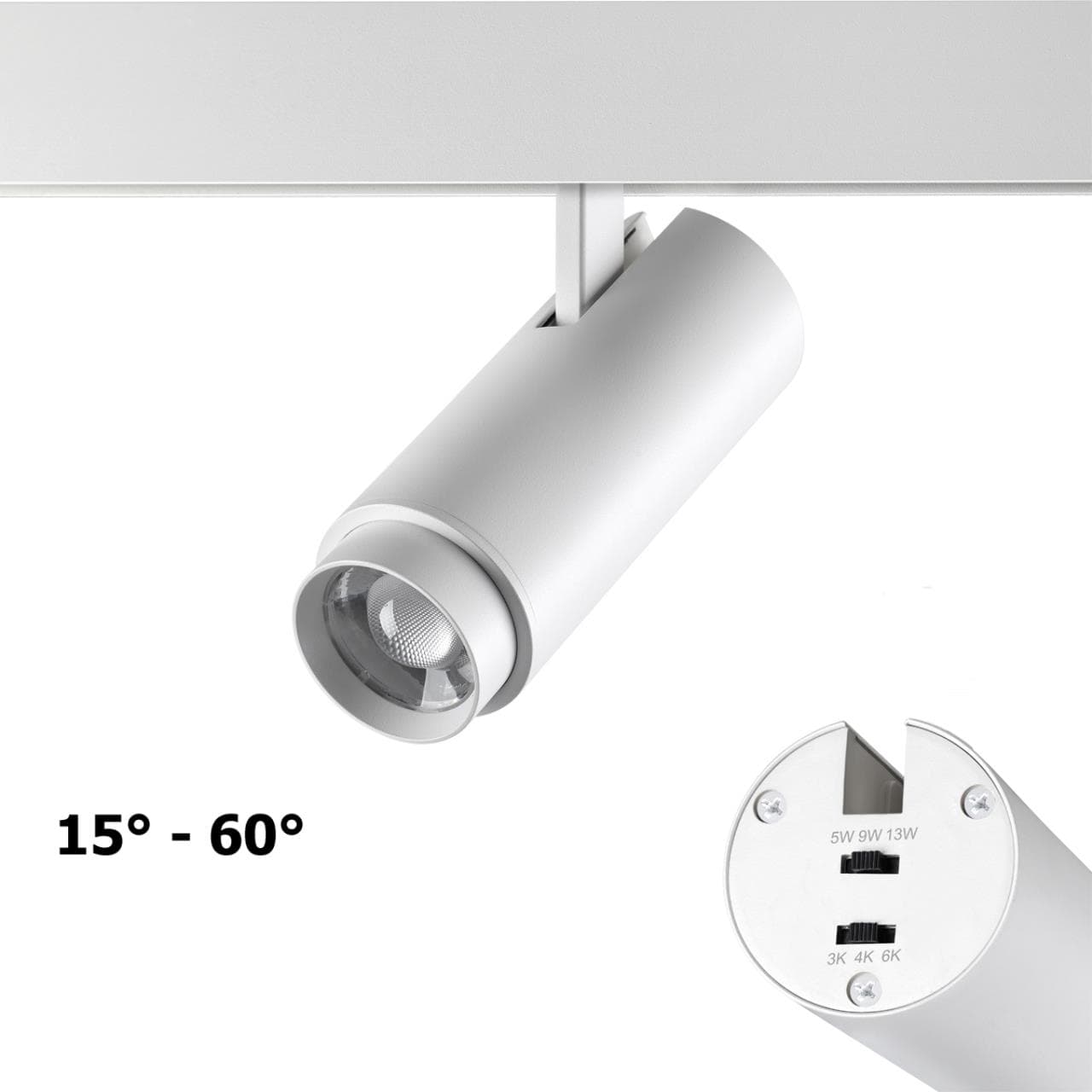 Novotech 359206 SHINO 000 белый Трековый светильник для низков. шинопровода с переключ. цветовой температуры и мощности IP20 LED 3000К\4000К\6000К 5W/