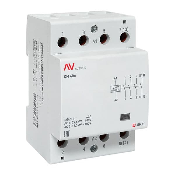 EKF Контактор модульный КМ 40А 4NO 230В АС (3 мод.) AVERES