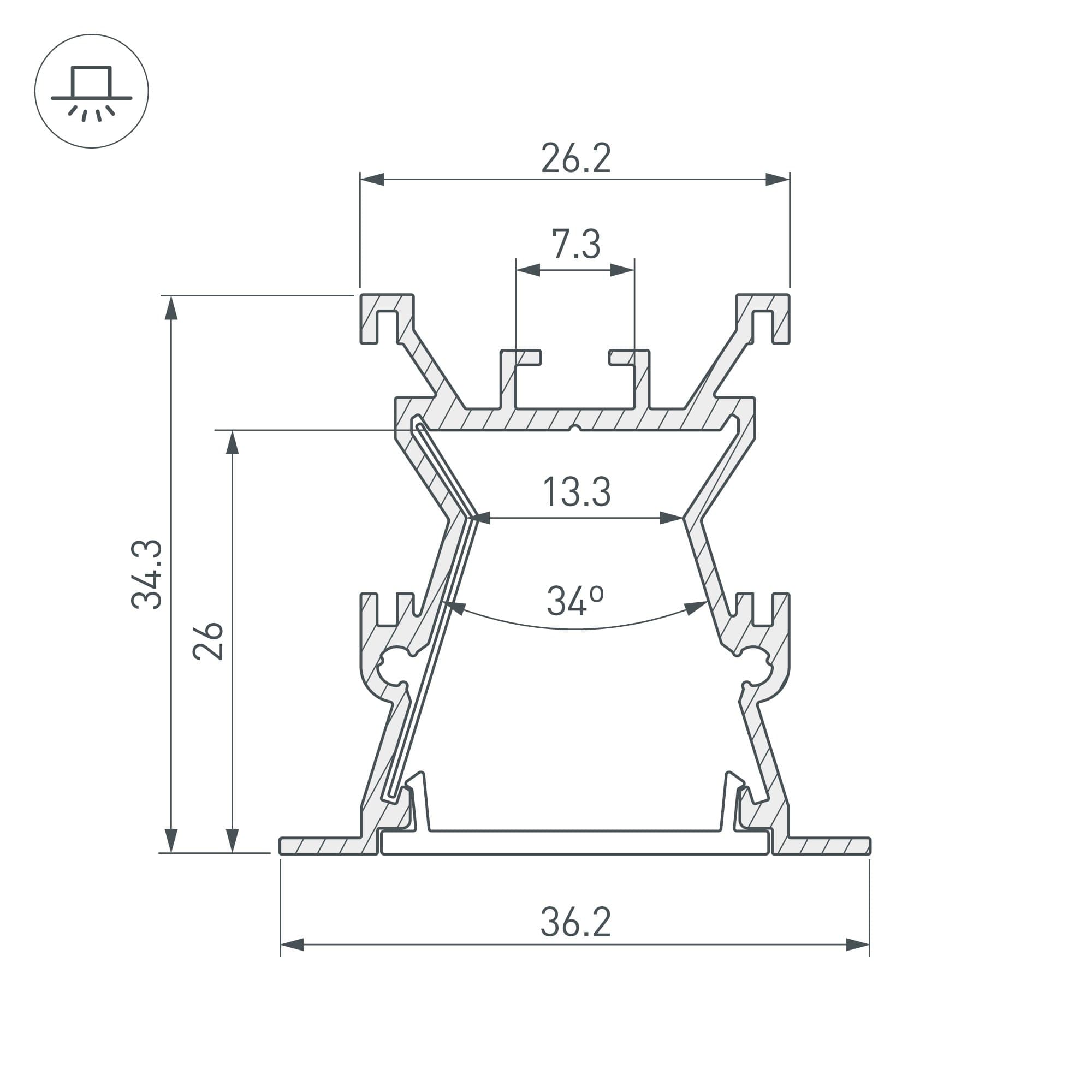 Arlight Профиль с экраном ALU-WIDE-FL-H35-2000 ANOD+FROST (Алюминий) 027887 — миниатюра 2