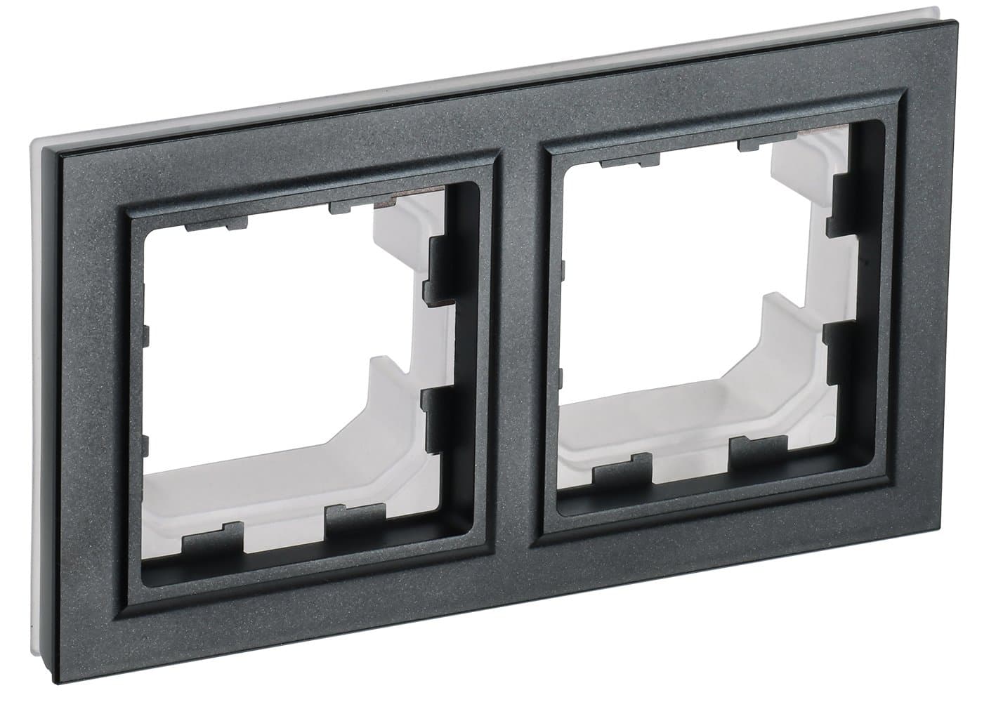 IEK BRITE BASE Черный Рамка 2-м IP44 РУ-2-БрЧ-44