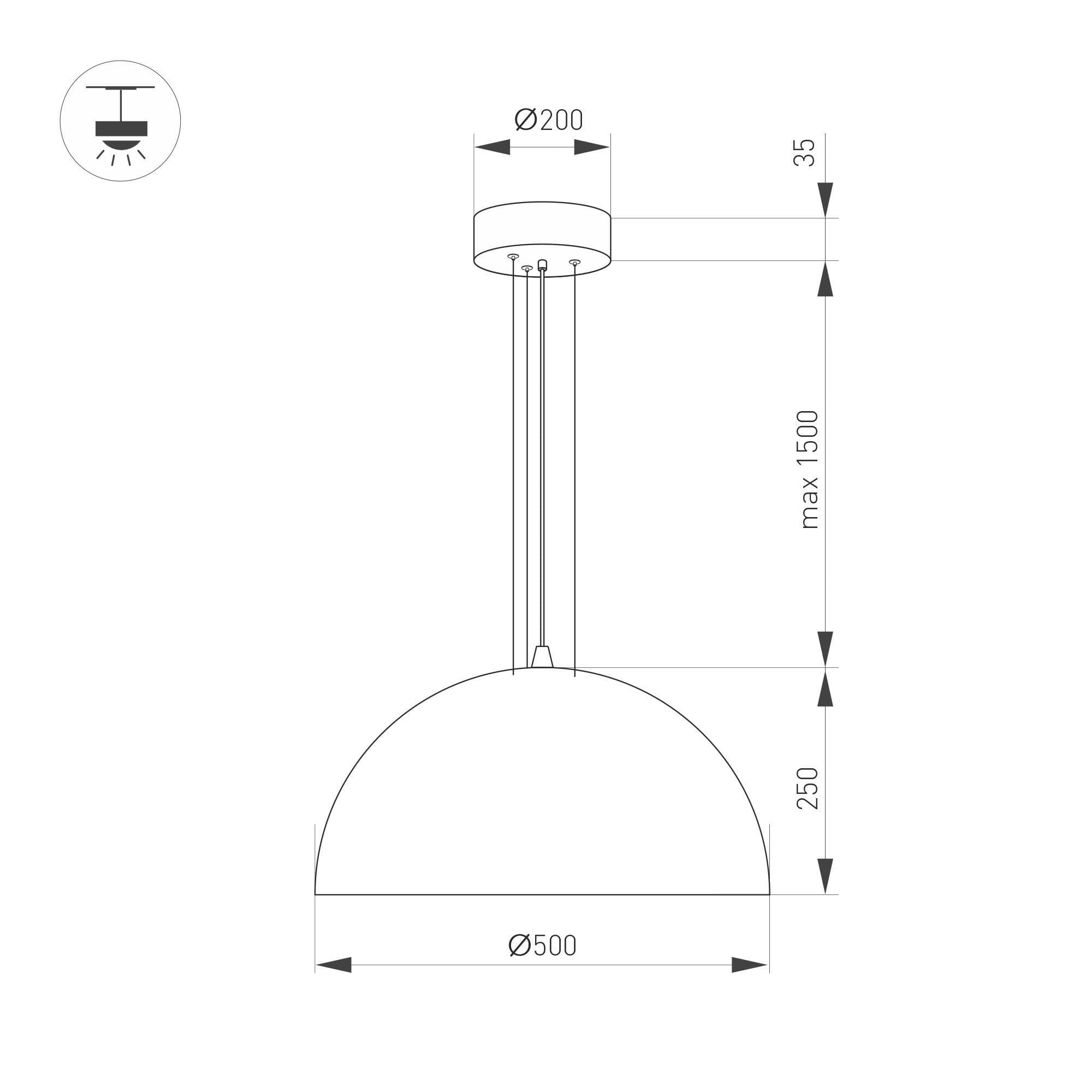 Arlight Светильник SP-RESTO-HANG-R500-30W Warm3000 (WH, 100 deg, 230V) (IP20 Металл, 3 года) 039697 — миниатюра 2