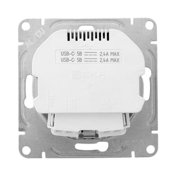 EKF Механизм розетки с USB-C - 2шт, 16А, с заземлением, со шторками, алюминий Эпика — миниатюра 7