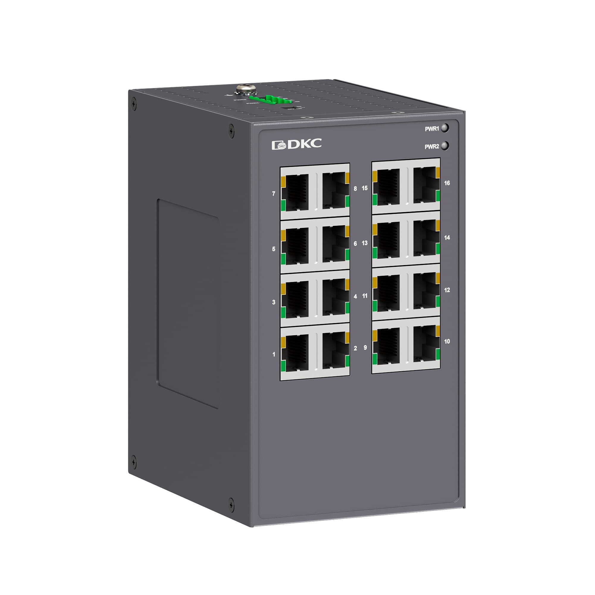DKC Промышленный неуправляемый коммутатор, 16×10/100Base-T(X) портов RJ45, 12-48В DC/18-30В AC, с резервированием