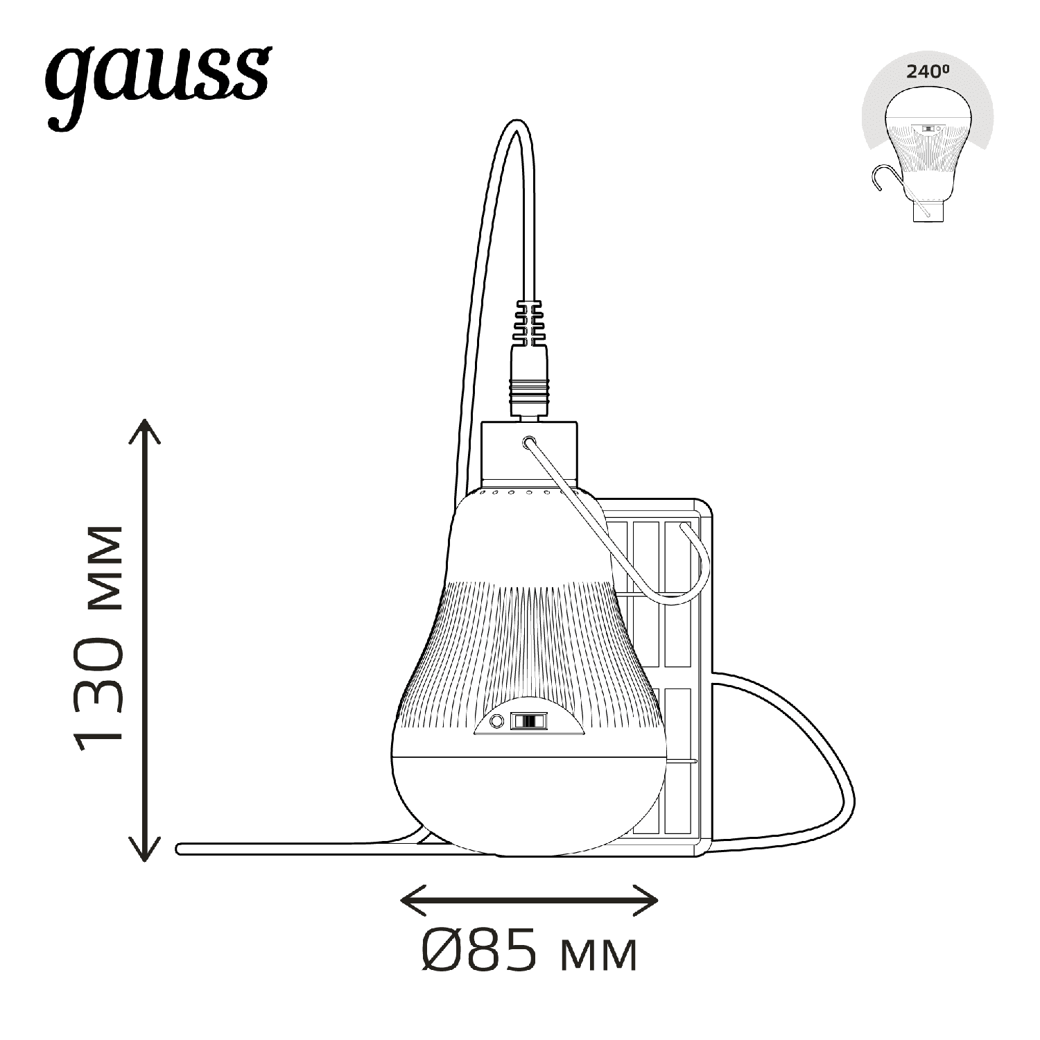 Gauss Лампа A60 3W 130lm 4000K E27 с солнечной панелью LED 902102203 — миниатюра 6