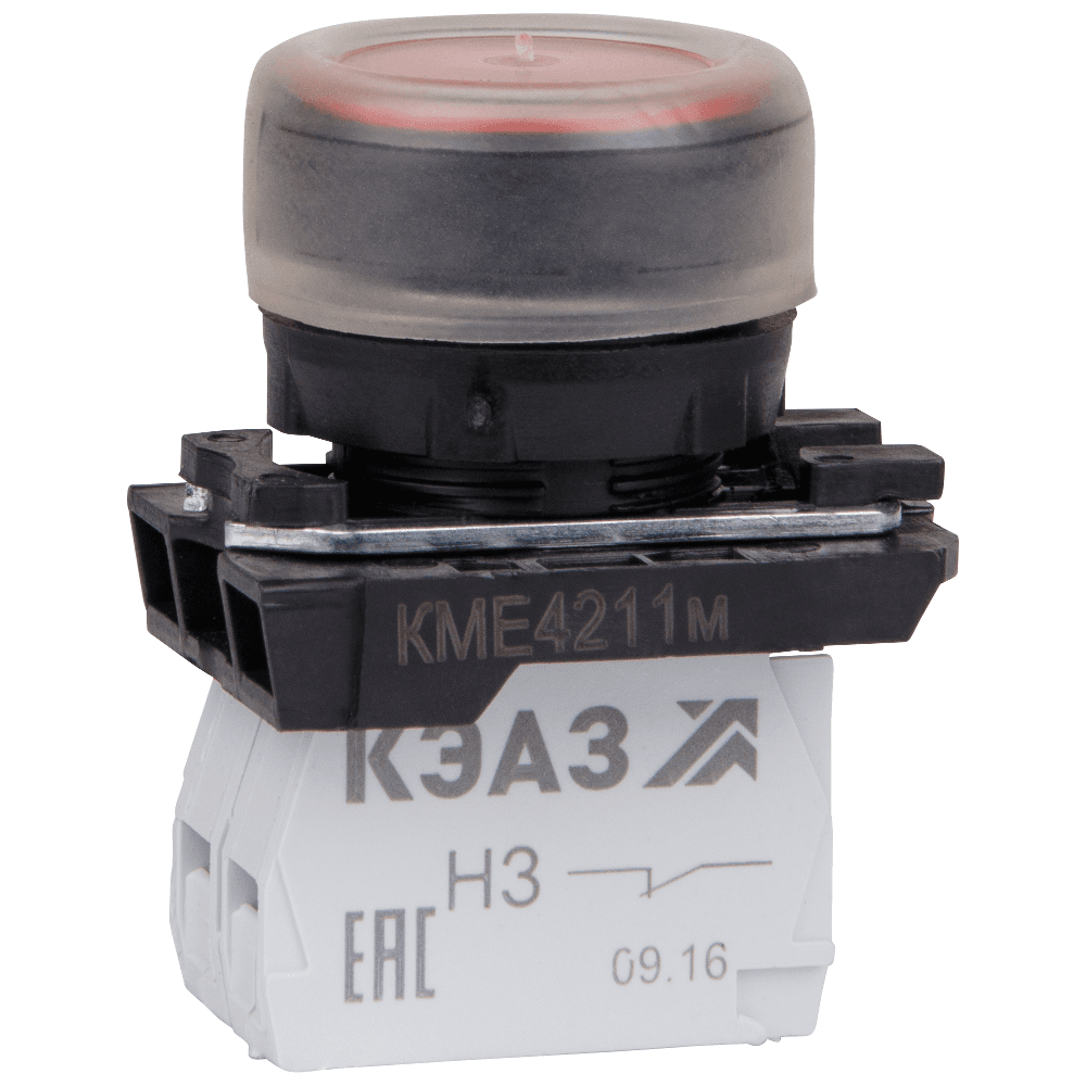 КЭАЗ Кнопка КМЕ4211м-красный-1но+1нз-цилиндр-IP65