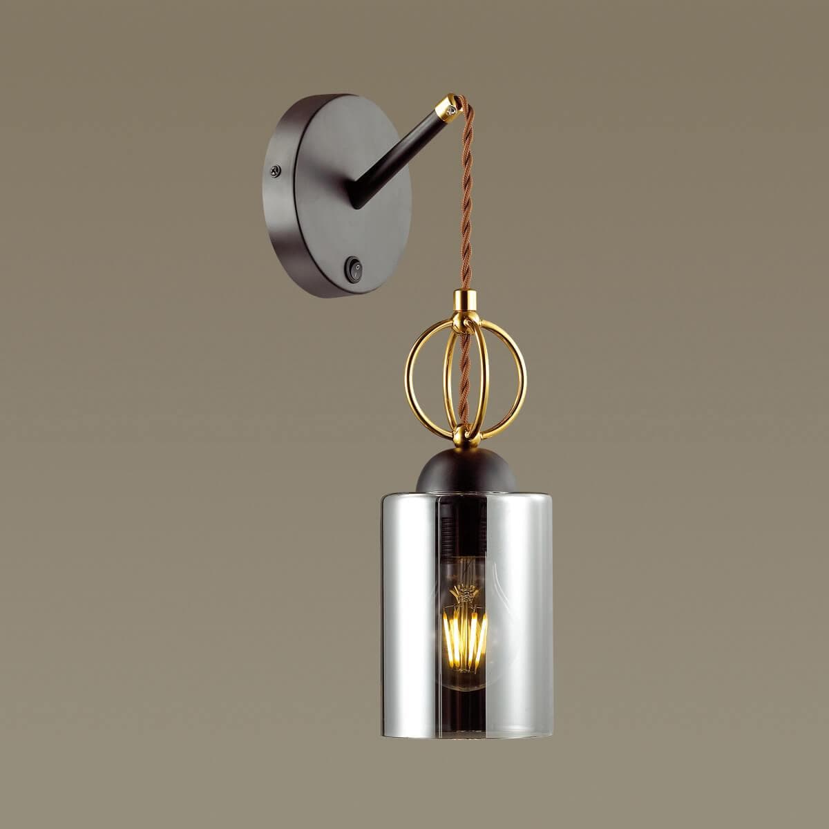 Odeon Light 4657/1W ODL20 575 черный/золотой/дымчатый Бра с выкл. E27 60W 220V OPIKA — миниатюра 4