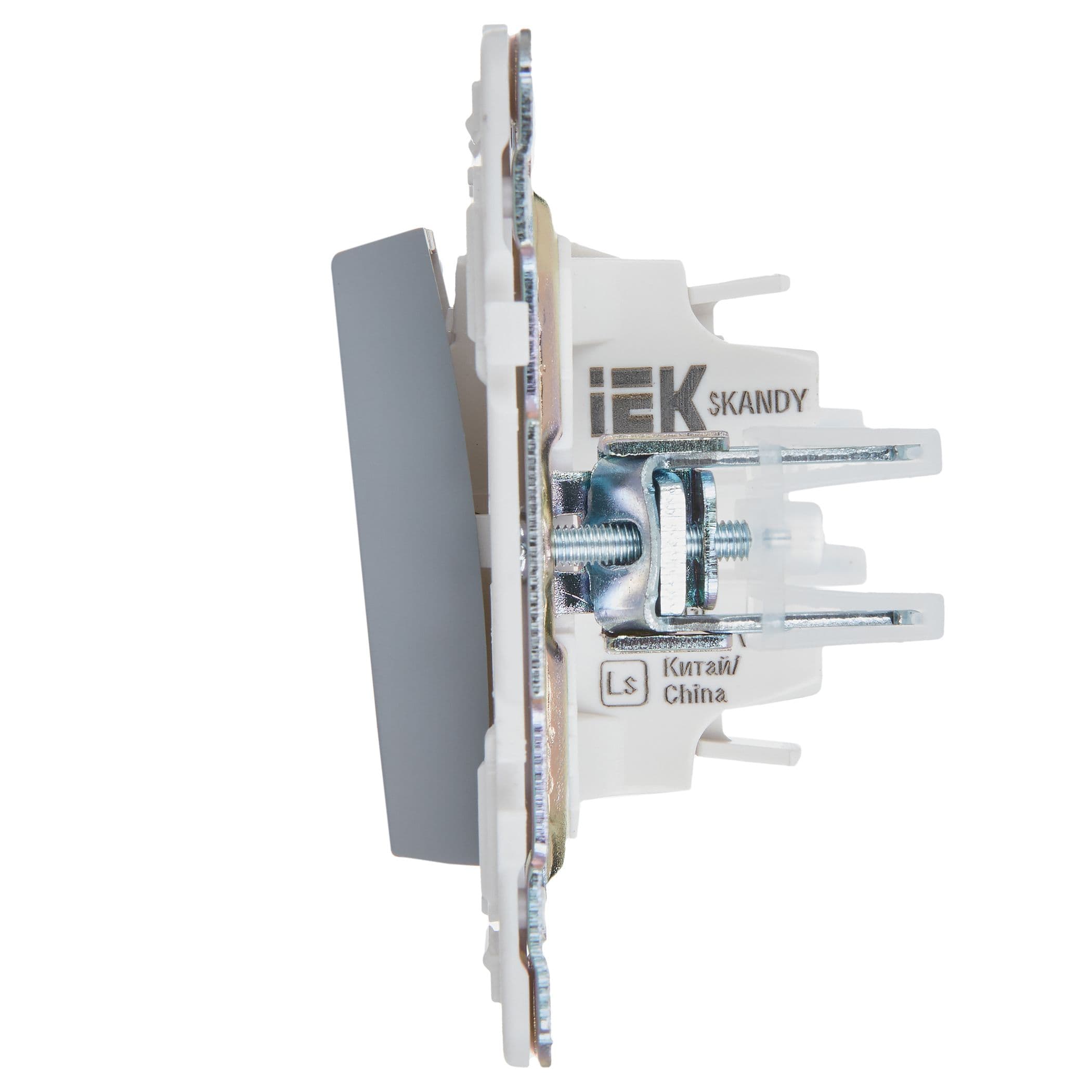 IEK SKANDY Серый Выключатель 1-клавишный кнопочный 10А SK-V14Gr — миниатюра 4