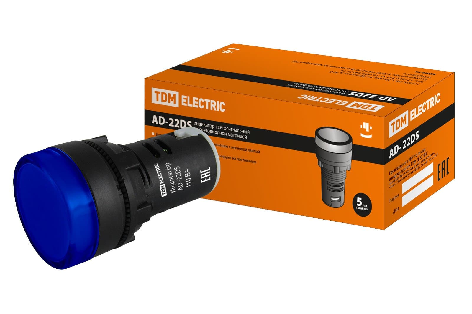 TDM Лампа AD-22DS(LED)матрица d22мм синий 110В AC/DC SQ0702-0032