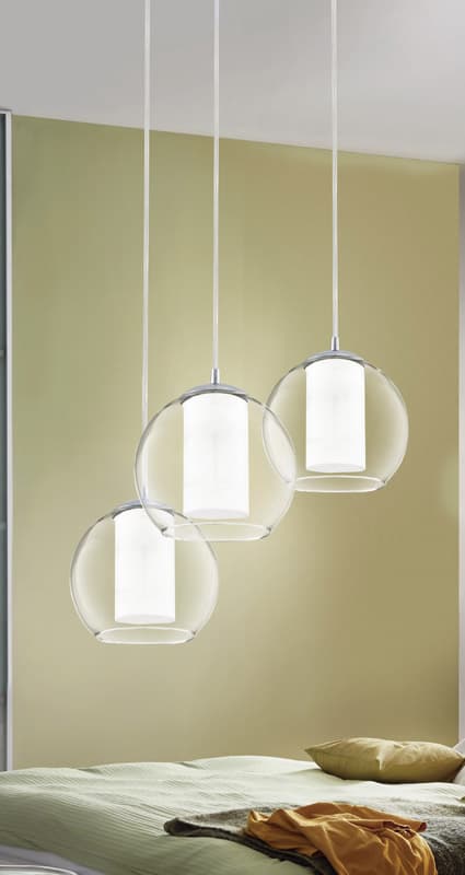 Eglo 92762 Подвес BOLSANO, 3X60W (E27), Ø505, сталь, хром/стекло, стекло сатиновое — миниатюра 2