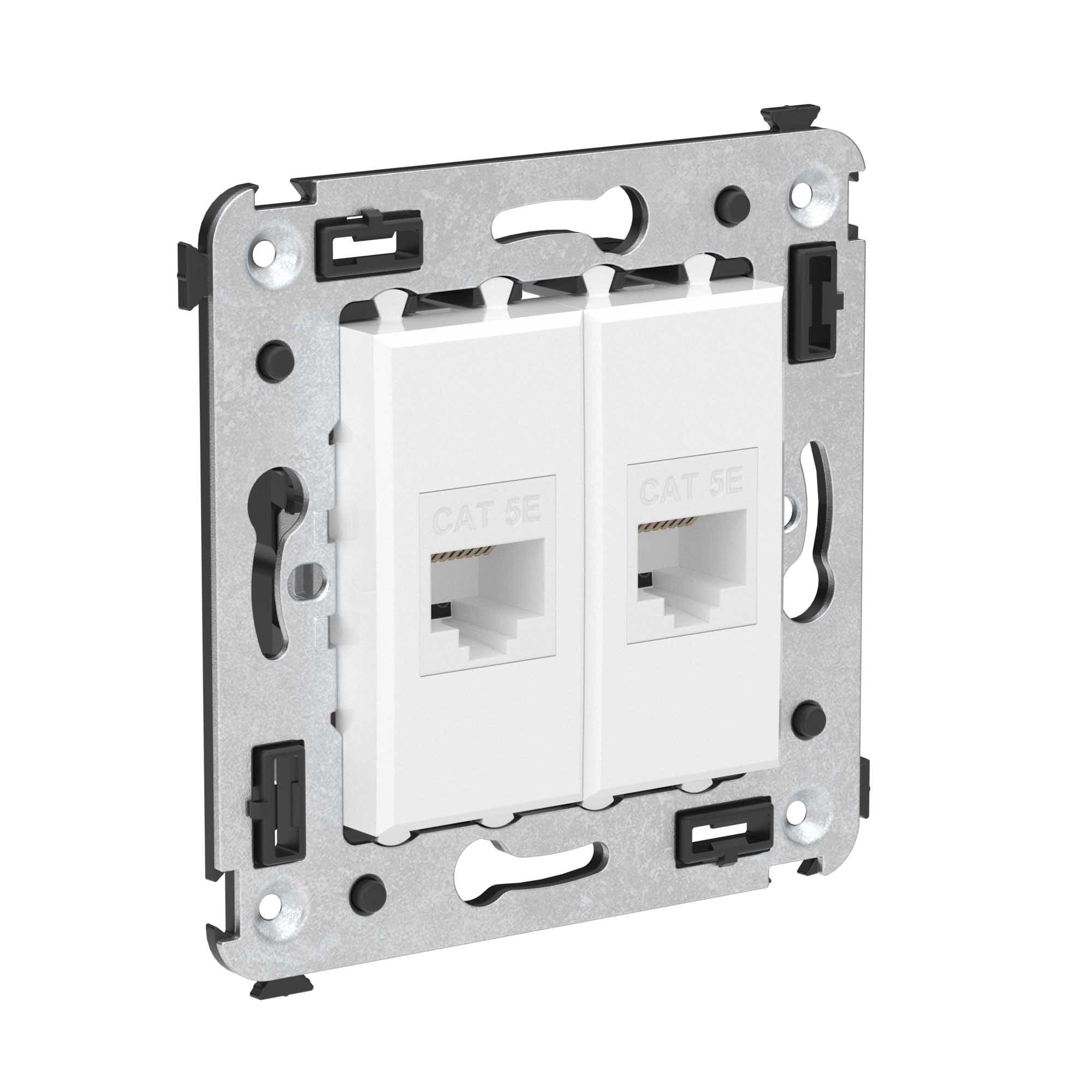 DKC Компьютерная розетка RJ-45 без шторки в стену, кат.5е двойная, "Avanti", "Белое облако" — миниатюра 2