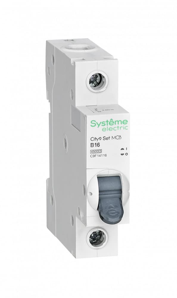 Systeme Electric City9 Set Автоматический выключатель (АВ) B 16А 1P 4.5kA 230В C9F14116