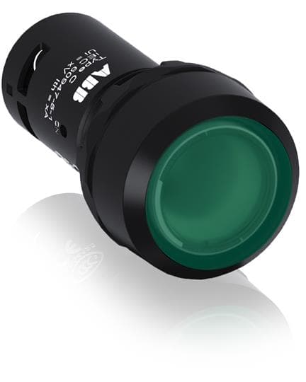 ABB CP1-13G-10 Кнопка с подсветкой зеленая 220В AC/DC с плоской клавишей без фикс. 1НО 1SFA619100R1312